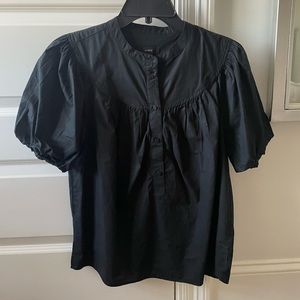J. Crew Black Top with Puffy Sleeves